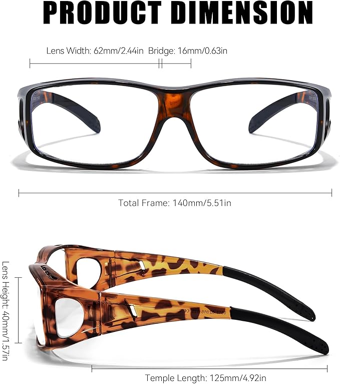 LVIOE Fit Over Blue Light Blocking Glasses and Computer Eyewear- Wear Over Prescription Glasses/Reading Glasses/RX Glasses