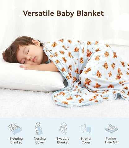 Premium Baby Blankets, Soft Viscose from Bamboo Blanket for Boys and Girls, Nursery Crib Bedding Quilt for Newborn and Toddler, Cooling for Hot Sleepers 50'' x 50'' Bear