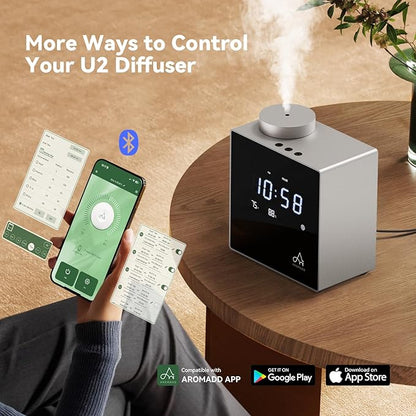 2026 Smart Waterless Diffuser, 2000 Sq.Ft Cold Air Scent Machine with Clock & Environmental Display | 7 Fragrance Levels, 9 Timer Settings, Hotel Collection Diffuser for Home & Large Rooms (Silver)