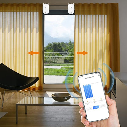 Curtain Controller, BT Automatic Curtain Opener Closer Robot Wireless Smart Curtain Motor Timer Voice Control Smart Home Automation Device for Curtain Track Rod Replacement for Amazon Assistan