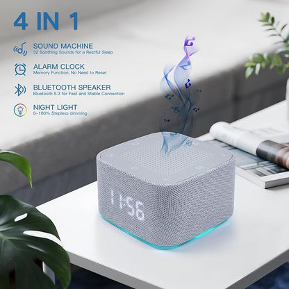White Noise Machine, Sound Machine, Alarm Clock,Travel Sound Machine,Sleep Night Lights Bluetooth App Control Best Birthday Gift Ideas for Baby Adult Portable Travel Office Bedside Clocks Bedroom
