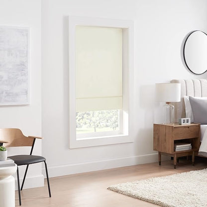 Eclipse Kylie Total Privacy Blackout Cordless Lined Window Roman Shade for Living Room, 35 in x 64 in, Ivory