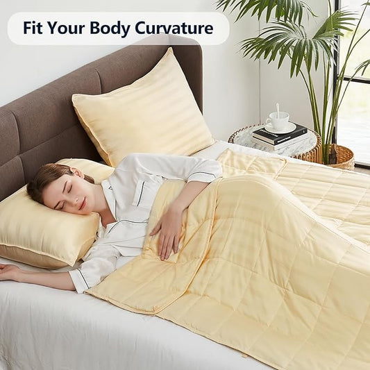 Weighted Blanket Queen Size (60"x80" 25lbs),Ultra Soft and Cozy Cooling Weighted Blanket Queen Size for Adult,Heavy Blanket with Machine Washable Soft Blanket, Beige