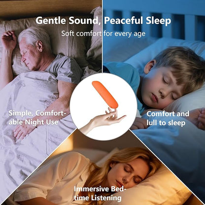 Bone Conduction Sleep Speaker Under Pillow, Ultra-Thin Non-in-Ear Pillow Speaker with Bluetooth & TF Card Playback, Portable Bedside Speaker for Side Sleepers, Travel & White Noise (Orange)
