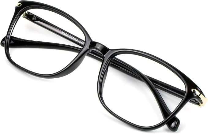 VisionGlobal Blue Light Blocking Glasses for Women/Men, Anti Eyestrain, Computer Reading, TV Glasses, Stylish Square Frame, Anti Glare(Black,+5.25 Magnification)