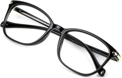 VisionGlobal Blue Light Blocking Glasses for Women/Men, Anti Eyestrain, Computer Reading, TV Glasses, Stylish Square Frame, Anti Glare(Black,+1.75 Magnification)