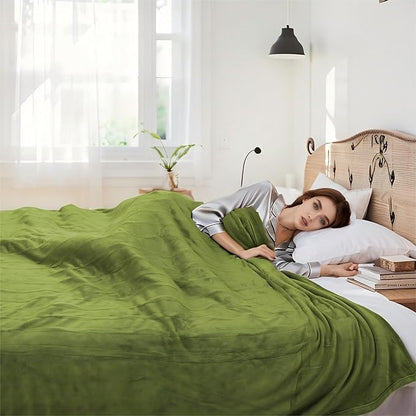 Electric Heated Blanket 84"x90" Queen Size Flannel Heated Blanket, Cozy & Warm for All Night, 5 Heat Settings & 10 Hours Auto Off, Machine Washable, Light Grass Green