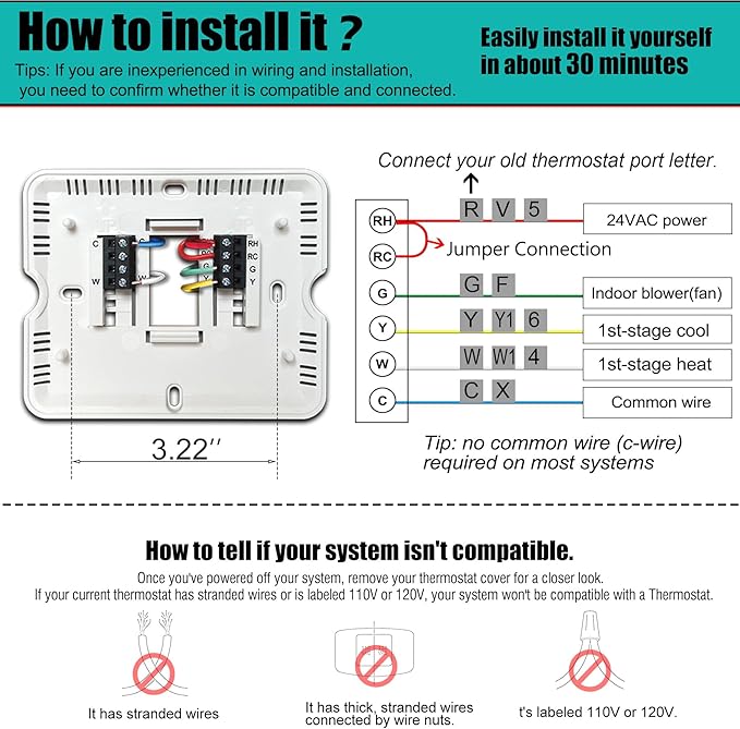 5-1-1 Day Programmable Thermostats for Home 1 Heat/ 1 Cool Conventional Single-Stage Systems