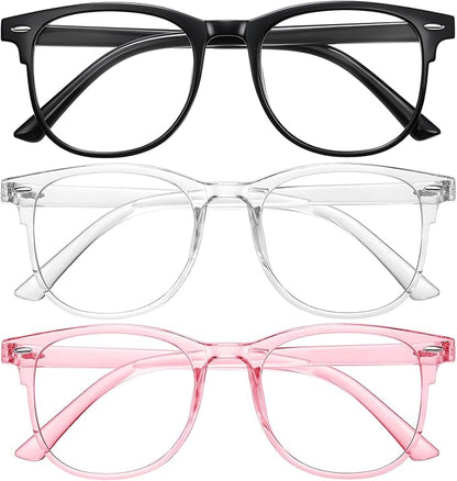 Okany 3 Pack Blue Light Blocking Glasses for Women Men, Round Computer Glasses Anti Eye Strain/UV/Glare Gaming Glasses