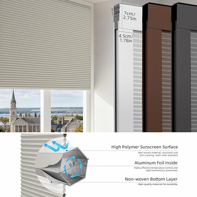 ZSTARR Motorized Skylight Shades Blackout Cellular Honeycomb Electric Blinds with Solar Panel Cordless Rechargeable with Remote for Roof and Slanted Windows Custom Size (BO Printed Cream White)