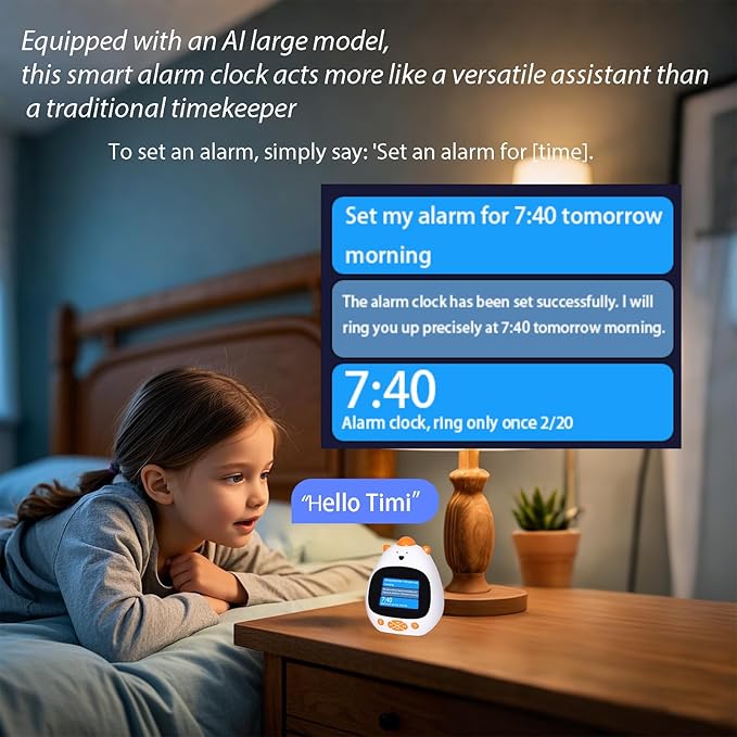 AI Voice-Controlled Smart Kids Alarm Clock, Sleep Trainer, ok to Wake Clock, Kids Clocks for Kids bedrooms, White Noise Sound Machine Timer Cool Stuff Robot Toys for Boys and Girls