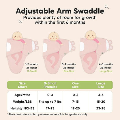 3-Pack Organic Baby Swaddle Sleep Sacks - Swaddles for Newborns, Infant 0-3 Months, Baby Girls, Boys, Soft & Snug Newborn Sleep Sack, Nursery Swaddling Blankets (Mellow, OS)
