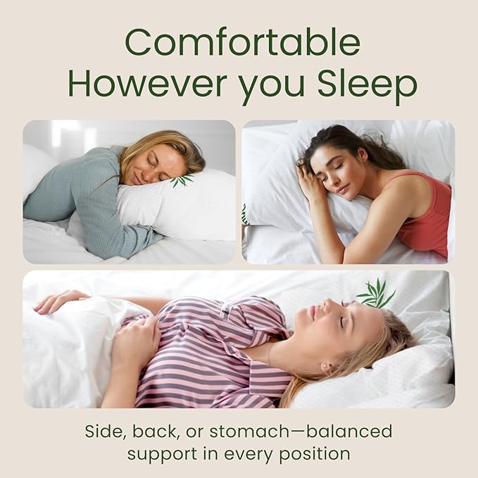 Shredded Memory Foam Pillow Queen Size - Cooling Bed Pillow for Sleeping for Stomach, Back and Body - 1 Pack Queen Soft Comfy Cool Memory Pillows for Side Sleeper