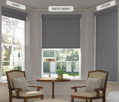 LazBlinds No Drill Blinds for Indoor Windows, Blackout Roller Shades, Cordless Window Blackout Blinds, Thermal Insulated Fabric UV Protection for Home and Office, 27.5" W x 48" H, Grey