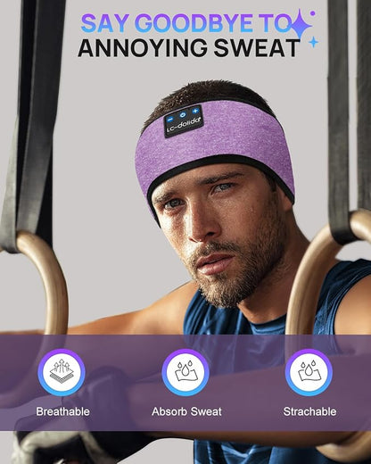LC-dolida Headband Headphones Bluetooth Headband, Sleep Headphones Wireless Bluetooth with Ultra-Thin HD Stereo Speaker, Sleep Headband Earphones for Workout Yoga Insomnia Meditation Gifts