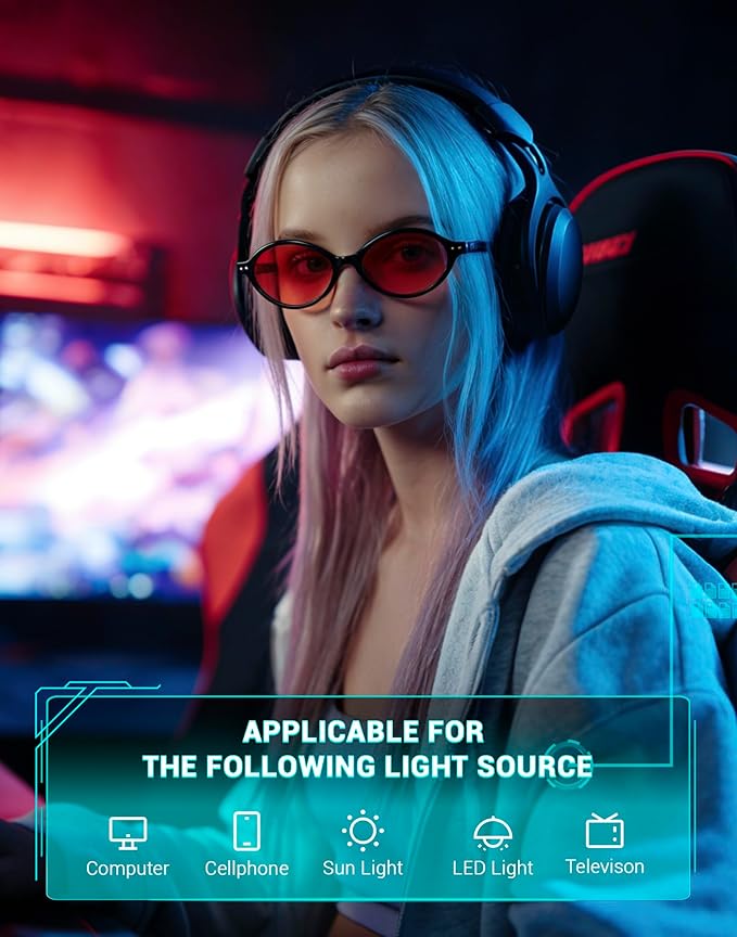TIJN Olisa Blue Light Blocking Glasses for Women Men,Oval Glasses Frame Bluelight Glasses for Gaming/Computer/Screen