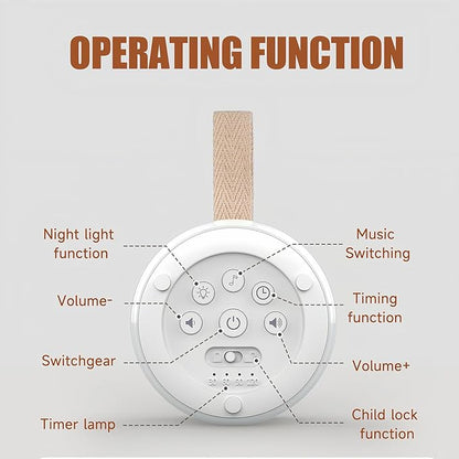 Sound Machine with 24 Relaxing Nature Sounds,Sleep Portable Travel White Noise Machine for Home,Office,Nursery,Timed and Adjustable with Lights Sound Machine