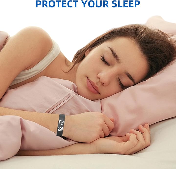 Vibrating Alarm Clock Watch for Heavy Sleepers, Silent Wake Up Bracelet & Smart Wristband, Wearable Vibration Wrist Alarm, Non-Audible Sleep Wristband for Men & Women