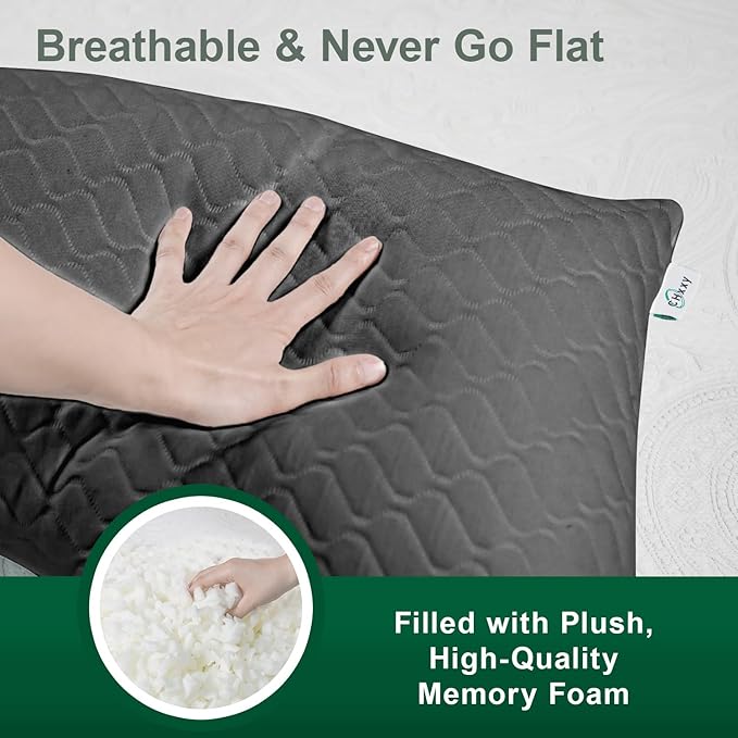 Side Sleeper Pillow for Neck and Shoulder Reilef, Ergonomic Design Medium Firm Pillow, 2 Packs Bed Pillows for Sleeping, Cross Cut Memory Foam Pillows for Back, Stomach and Side Sleepers