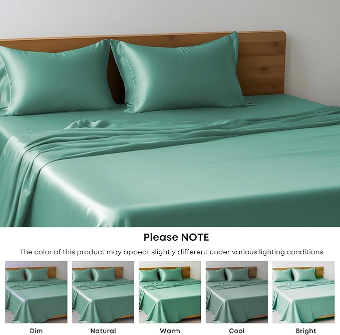 LINENWALAS Full Flat Sheet Only - Rayon Derived from Bamboo Silk Bed Sheet, Premium Breathable Cooling Sheet, Soft Top Sheet (Full, Aqua)