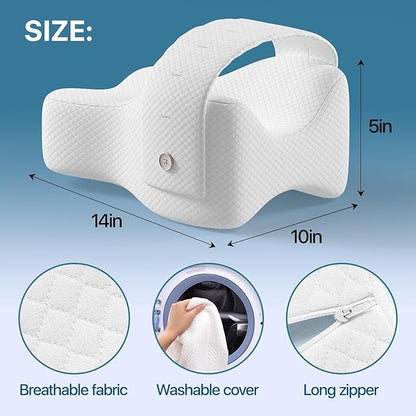 Knee Pillow for Side Sleepers, Large Comfortable Memory Foam Leg Pillow for Side Sleeping, Adjustable Strap, Pillow Sleeping Between Legs Aligns Spine (Gray)