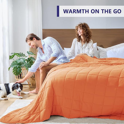 King Size Weighted Blanket for Adults (25 lbs, 80” x 87”, Orange) Cooling Heavy Blanket for Sleeping Perfect for 240-260 lbs, Breathable Blanket for Adults & Couple All Season, Machine Washable