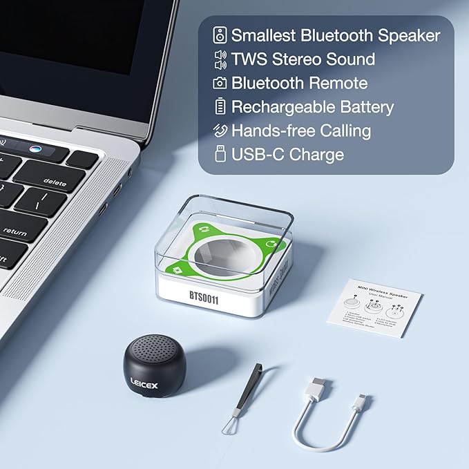 Mini Bluetooth Speaker, Small Tiny Portable Bluetooth 5.0 Speakers Perfect for Outdoor Indoor(Black)