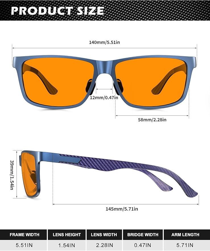 ANYLUV Blue Light Blocking Glasses Men Computer Gaming Glasses Lightweight Al-Mg Metal Anti Eyestrain Eye Protection