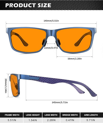 ANYLUV Blue Light Blocking Glasses Men Computer Gaming Glasses Lightweight Al-Mg Metal Anti Eyestrain Eye Protection
