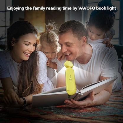 VAVOFO USB Rechargeable Book Light, Blue Light Blocking, Amber Clip-On Bookmark Shaped Reading Light with 6 LEDs and 9 Modes for Bedtime Reading