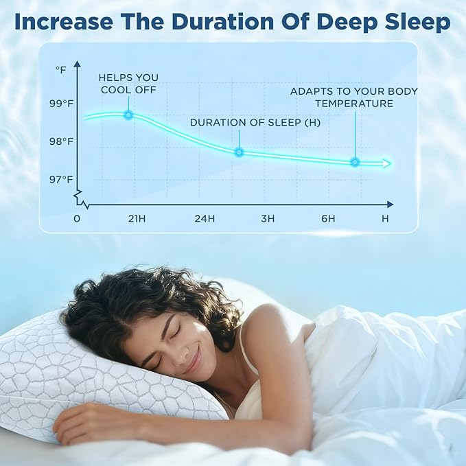 Cooling Pillow King Size 1 Pack, Adjustable Bed Pillows for Sleeping, Luxury Shredded Memory Foam Side Sleeper Pillow for Adults, King Size Firm Pillows for Side, Back Sleepers Neck Shoulder Pain