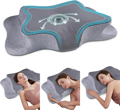 Cervical Neck Pillow for Pain Relief Sleeping, Contour Memory Foam Pillows, Ergonomic Side Sleeper Pillows for Adults, Orthopedic Neck Support Pillow for Back Stomach Sleepers-King Size