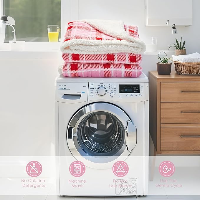 LUXIAN Electric Heated Blanket Full Size 72"x84" - Microplush & Sherpa Fabric Dual-Sided, 9 Heat Settings & 1-10 Hours Auto Off, Cozy Warming Throw for Home, Office, or Bed, Machine Washable, Pink