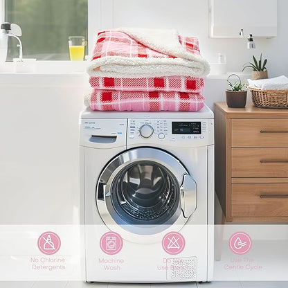 LUXIAN Electric Heated Blanket Full Size 72"x84" - Microplush & Sherpa Fabric Dual-Sided, 9 Heat Settings & 1-10 Hours Auto Off, Cozy Warming Throw for Home, Office, or Bed, Machine Washable, Pink