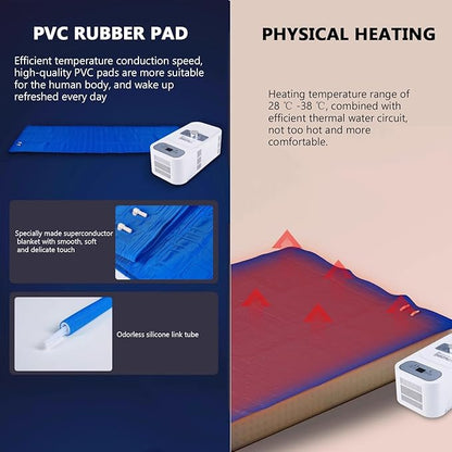 130W Bed Cooling System Water Cooling Pad 2 Gear Adjustment 12 Hour Timing Portable Bed Chiller Summer Mattress Cooler with Heating Function(Size:Double style)