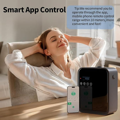Smart Scent Air Machine for Home,1500 Sq. Ft Coverage Waterless Essential Oil Diffuser with Cold Air Diffuser with App Control,Hotel,Spa, Office Collection Diffuser, Waterless Whole House (Black)