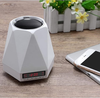 Smart Wake Up Light Alarm Clock, t-Button Dimmable LED Colorful Night Subwoofer 360 ° Stereo Surround Sound,Black(Black)