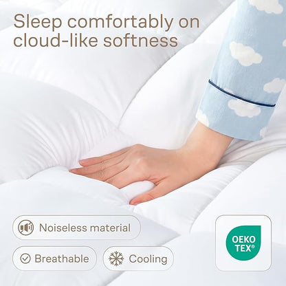 Ultra Soft Twin XL Mattress Topper - Cloud-Like Mattress Pad for Back Pain Relief - Breathable Cooling Material for Hot Sleepers, White