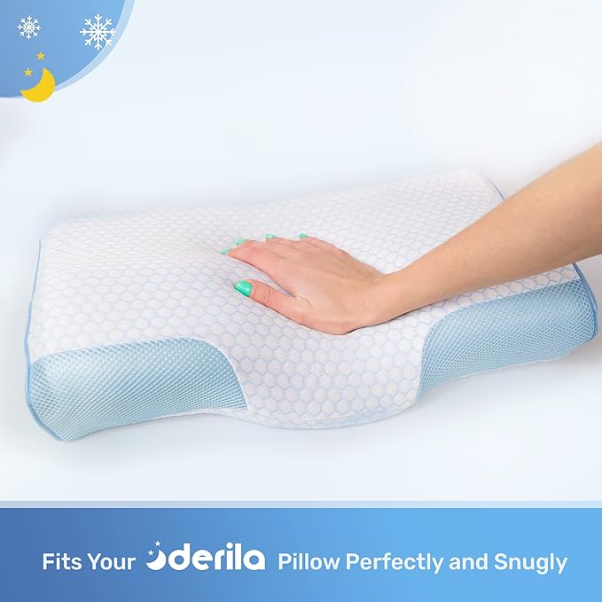 Derila King Size Cooling Pillowcase | Optimal Temperature Control for Your Memory Foam Pillow for Perfect Sleep. Quality Material White Pillowcase ensures Pillows