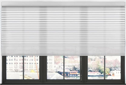 BlindsAvenue Simply Motorized Cellular Shades with Remote Control, Automatic Electric Cordless Wireless Blinds for Indoor Window, Light Filtering Blind, Color: White, Size: 63" W x 48" L