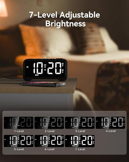 Alarm Clock for Kids Teens, Dynamic RGB Alarm Clock for Bedroom Bedside, Nightstand Desk Clock with Night Light, Large Numbers, 2 USB Phone Charger, Dimmer and Volume Control, Snooze, 12/24Hr