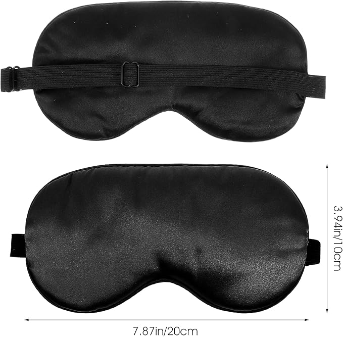 3 Pcs Sleep Mask for Sleeping, Silk Blackout Eye Mask Cover with Elastic Strap, Satin Night Blindfold Eyeshade Nap for Men and Women Travel (Black)