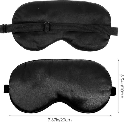 3 Pcs Sleep Mask for Sleeping, Silk Blackout Eye Mask Cover with Elastic Strap, Satin Night Blindfold Eyeshade Nap for Men and Women Travel (Black)
