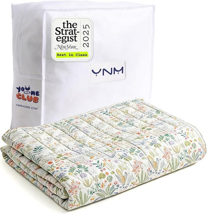 YnM King Size Cooling Nylon/PE Weighted Blanket for Adults (88x104 Inches, 30 Pounds, Jungle Bloom), Heavy Bed Blanket for Two Persons of 140~240lbs on Queen or King Bed