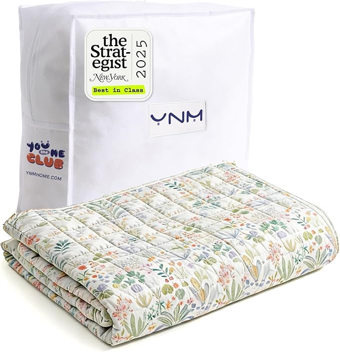 YnM King Size Cooling Nylon/PE Weighted Blanket for Adults (88x104 Inches, 40 Pounds, Jungle Bloom), Heavy Bed Blanket for Two Persons of 240~390lbs on Queen or King Bed
