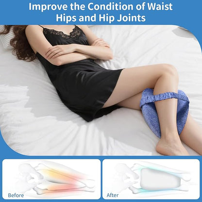 Knee Pillow for Side Sleepers, Leg Pillow with Elastic Strap, Smooth Spine Pillow for Side Sleeping, Thigh Pillows with Removable and Washable Cover, Light Blue