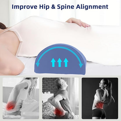 Knee Pillow for Back Sleeping - Half Moon Bolster Pillow for Legs - Cooling Under Knee Pillow for Sleeping on Back, Leg Support, Foot Elevation (Misty Blue)