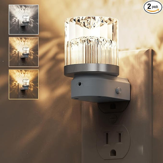 L LOHAS Night Lights Plug into Wall, 2 Pack 3000K/4000k/5000KColor Changing Night Light, 3CCT Color Temperature Night Light, Dusk to Dawn Sensor for Hallway, Bathroom