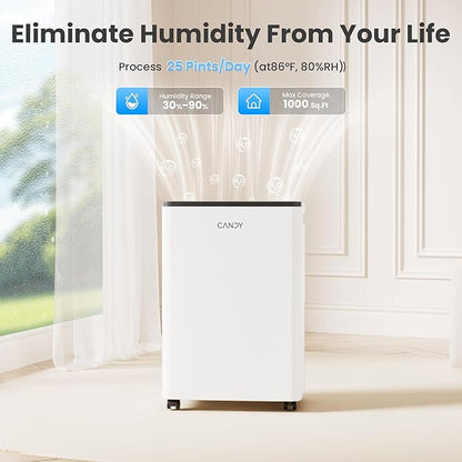 Candy 2000 Sq.Ft Dehumidifiers for Home, 34 Pints Portable Dehumidifier With Continuous/Auto Mode,0.66 Gal Tank, for Bedroom,Bathroom,Basement, Smart Control with Drian Hose Included