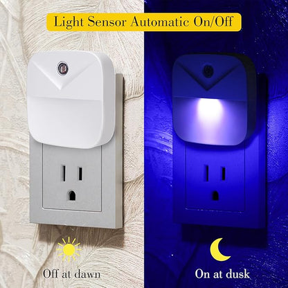 KINUR 6 Pack LED Blue Night Light Plug in, Dusk to Dawn Sensor Automatic on and Off, Energy efficient, Soft Glow nightlights for Kids, Nursery, Bedroom, Bathroom, Hallway, Stairs, Kitchen